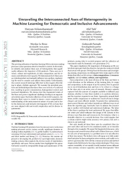 Unraveling the Interconnected Axes of Heterogeneity in Machine Learning
  for Democratic and Inclusive Advancements