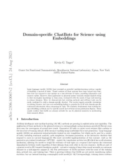 Domain-specific ChatBots for Science using Embeddings