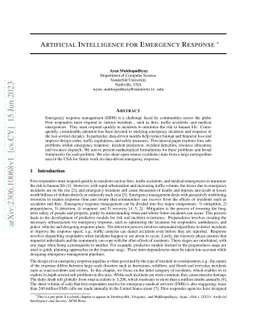 Artificial Intelligence for Emergency Response