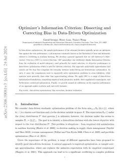 Optimizer's Information Criterion: Dissecting and Correcting Bias in Data-Driven Optimization