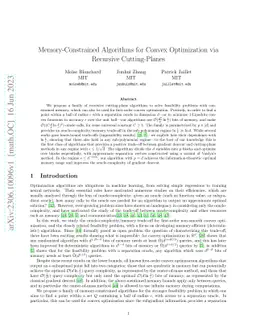 Memory-Constrained Algorithms for Convex Optimization via Recursive
  Cutting-Planes