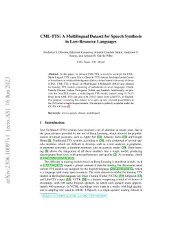 CML-TTS A Multilingual Dataset for Speech Synthesis in Low-Resource
  Languages