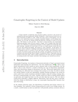 Catastrophic Forgetting in the Context of Model Updates