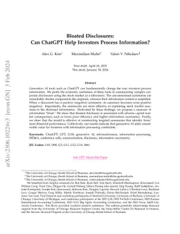 Bloated Disclosures: Can ChatGPT Help Investors Process Information?