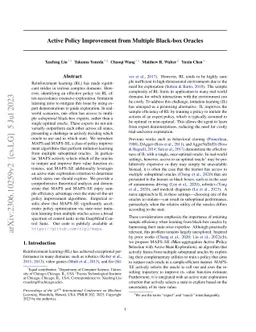 Active Policy Improvement from Multiple Black-box Oracles