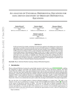 An analysis of Universal Differential Equations for data-driven
  discovery of Ordinary Differential Equations