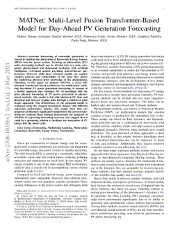 MATNet: Multi-Level Fusion Transformer-Based Model for Day-Ahead PV
  Generation Forecasting