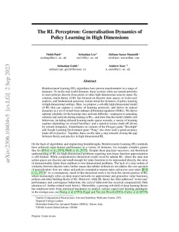 The RL Perceptron: Generalisation Dynamics of Policy Learning in High
  Dimensions