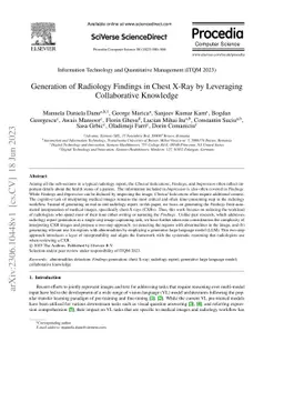 Generation of Radiology Findings in Chest X-Ray by Leveraging
  Collaborative Knowledge