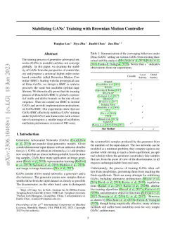 Stabilizing GANs' Training with Brownian Motion Controller