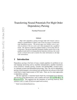 Transferring Neural Potentials For High Order Dependency Parsing