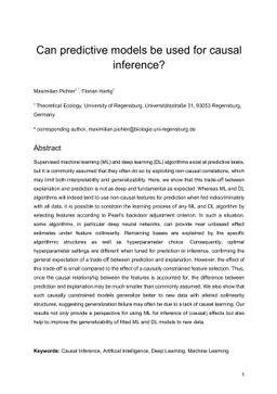 Can predictive models be used for causal inference?