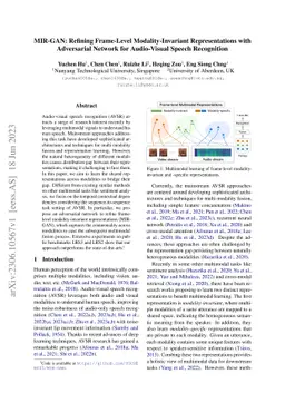MIR-GAN: Refining Frame-Level Modality-Invariant Representations with
  Adversarial Network for Audio-Visual Speech Recognition