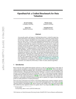 OpenDataVal: a Unified Benchmark for Data Valuation