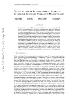 Decongestion by Representation: Learning to Improve Economic Welfare in
  Marketplaces