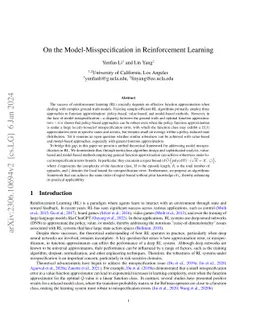 On the Model-Misspecification in Reinforcement Learning