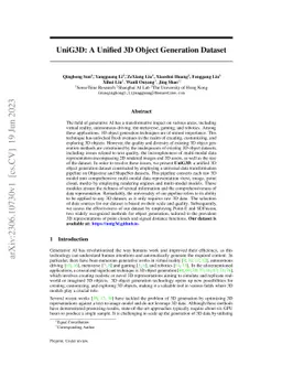 UniG3D: A Unified 3D Object Generation Dataset
