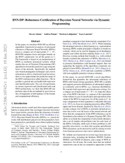BNN-DP: Robustness Certification of Bayesian Neural Networks via Dynamic
  Programming