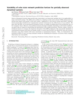 Variability of echo state network prediction horizon for partially
  observed dynamical systems