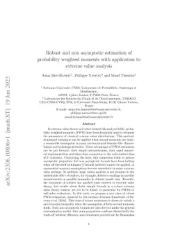 Robust and non asymptotic estimation of probability weighted moments
  with application to extreme value analysis