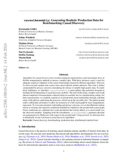 $\texttt{causalAssembly}$: Generating Realistic Production Data for
  Benchmarking Causal Discovery