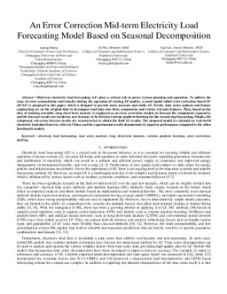 An Error Correction Mid-term Electricity Load Forecasting Model Based on
  Seasonal Decomposition