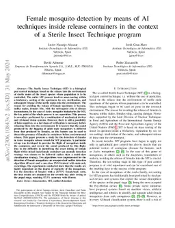 Female mosquito detection by means of AI techniques inside release
  containers in the context of a Sterile Insect Technique program