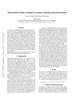 Rehearsal-Free Online Continual Learning for Automatic Speech
  Recognition