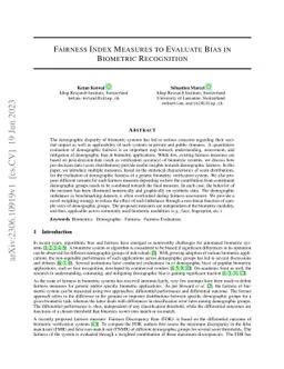 Fairness Index Measures to Evaluate Bias in Biometric Recognition