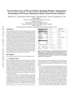 Toward the Cure of Privacy Policy Reading Phobia: Automated Generation
  of Privacy Nutrition Labels From Privacy Policies