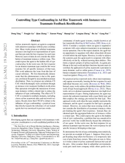 Controlling Type Confounding in Ad Hoc Teamwork with Instance-wise
  Teammate Feedback Rectification