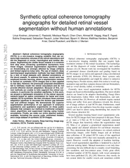 Synthetic optical coherence tomography angiographs for detailed retinal
  vessel segmentation without human annotations