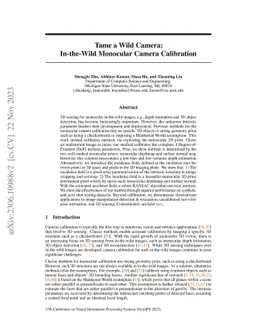 Tame a Wild Camera: In-the-Wild Monocular Camera Calibration