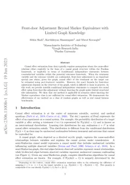Front-door Adjustment Beyond Markov Equivalence with Limited Graph
  Knowledge