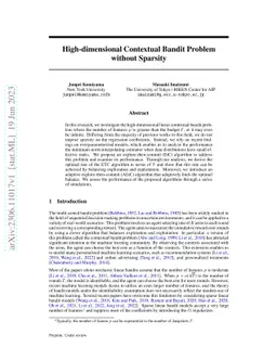 High-dimensional Contextual Bandit Problem without Sparsity