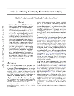 Simple and Fast Group Robustness by Automatic Feature Reweighting