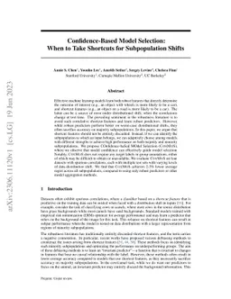 Confidence-Based Model Selection: When to Take Shortcuts for
  Subpopulation Shifts