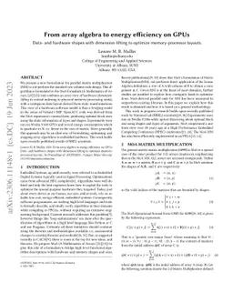 From array algebra to energy efficiency on GPUs: Data and hardware
  shapes with dimension-lifting to optimize memory-processor layouts