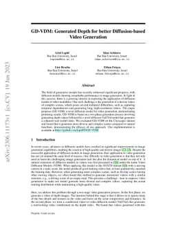 GD-VDM: Generated Depth for better Diffusion-based Video Generation