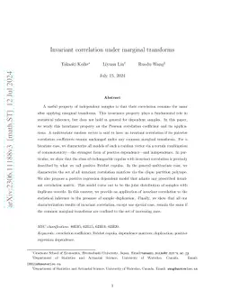 Invariant correlation under marginal transforms