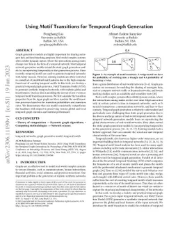 Using Motif Transitions for Temporal Graph Generation