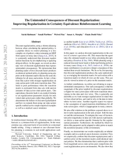 The Unintended Consequences of Discount Regularization: Improving
  Regularization in Certainty Equivalence Reinforcement Learning