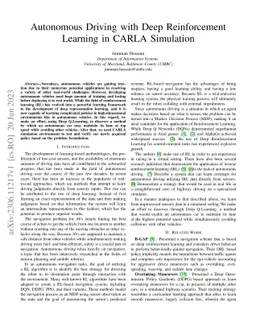 Autonomous Driving with Deep Reinforcement Learning in CARLA Simulation