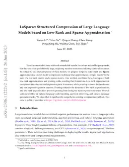 LoSparse: Structured Compression of Large Language Models based on
  Low-Rank and Sparse Approximation