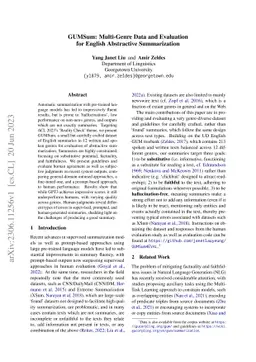 GUMSum: Multi-Genre Data and Evaluation for English Abstractive
  Summarization