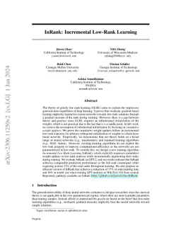 InRank: Incremental Low-Rank Learning