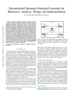 Decentralized Quantum Federated Learning for Metaverse: Analysis, Design
  and Implementation