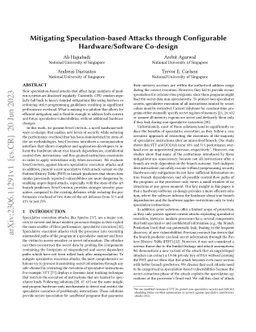 Mitigating Speculation-based Attacks through Configurable
  Hardware/Software Co-design