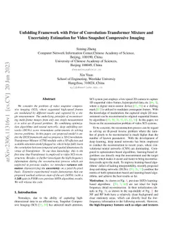 Unfolding Framework with Prior of Convolution-Transformer Mixture and
  Uncertainty Estimation for Video Snapshot Compressive Imaging