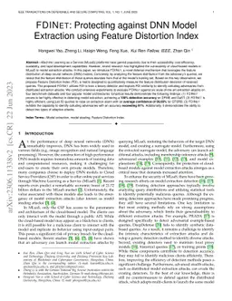 FDINet: Protecting against DNN Model Extraction via Feature Distortion
  Index